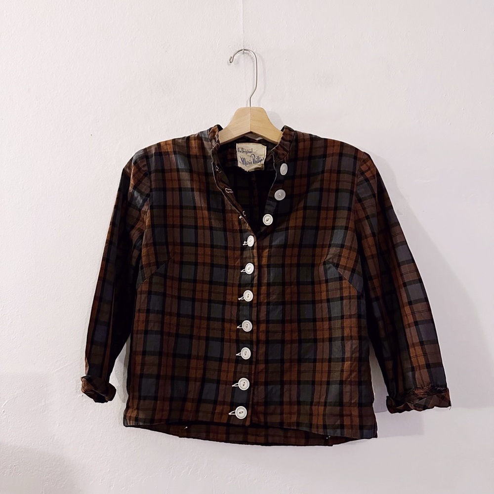 Vintage 1950s The Original Marie Phillips Plaid Button Up Shirt Blouse - Picture 5 of 5